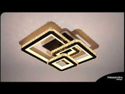 LED lustr s dálkovým ovládáním a krystalem LEILA 154W, 3 čtverce, studené/teplé/neutrální světlo, stmívatelný, lesklý černý chrom
