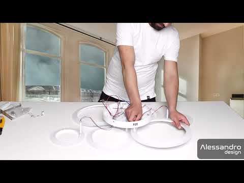 LED lustr s dálkovým ovládáním BETTY 82W, 6 kruhů, Studené/Teplé/Neutrální světlo, Stmívatelné, Bílá