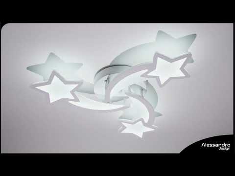 LED lustr s dálkovým ovládáním IPOMOEA 48W, 3 hvězdičky, Studené/Teplé/Neutrální světlo, Stmívatelné, Bílá