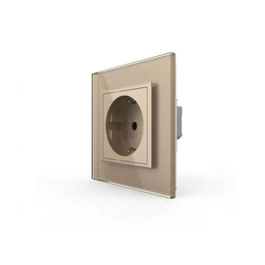 Schuko Schuko Socket, šroubové terminály, skleněný rám, zlato, livolo