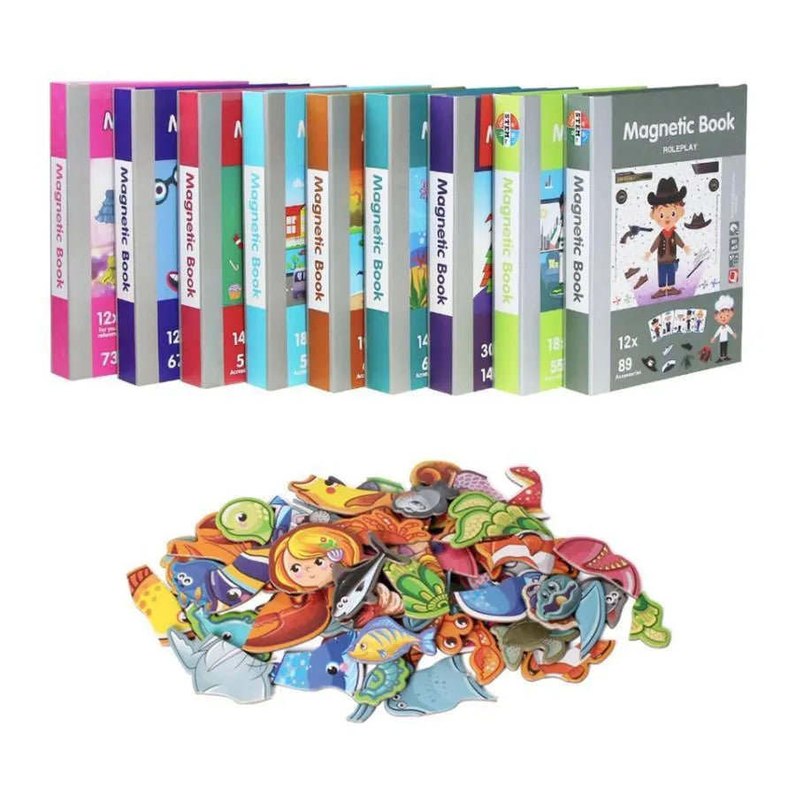 Kniha typu hádanky Magnetická kniha Vraja Saltic Animals, 62 kusů a 19 karet, vícebarevné