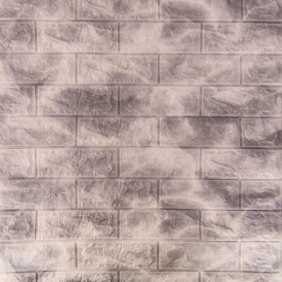 Set 10d 3D Self -Adhesivní šedé cihly z měkké pěny, 77 cm x 70 cm x 6mm