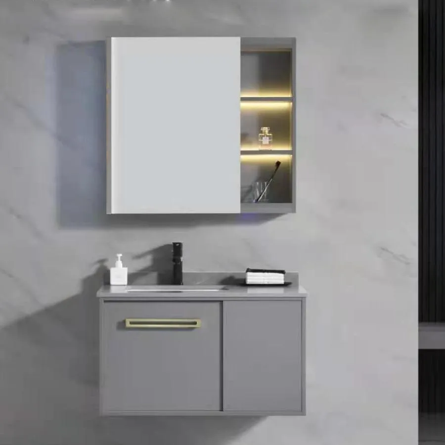 Koupelnové nábytek sada 80x47cm 3 šedé kousky