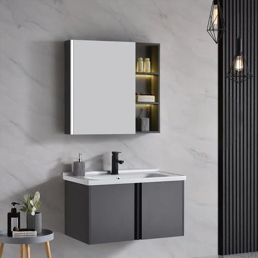 Koupelnové nábytek sada 81x48 cm 3 šedé kousky