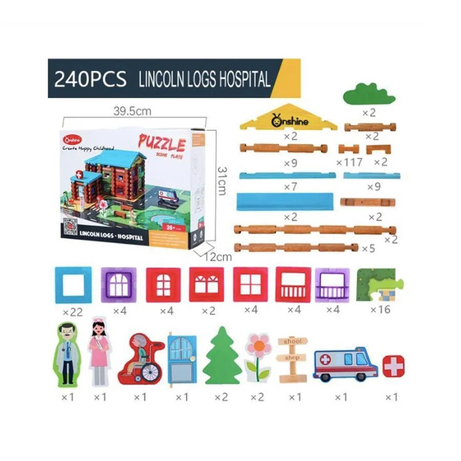 Nemocnice typu hádanky, 240 kusů, vícebarevné, dřevo