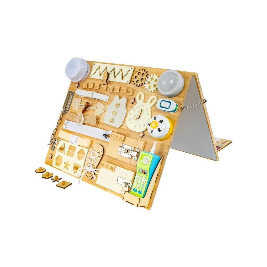 Montessori Multifunkční magnetický stůl s lovatory, 8 carioci, dřevo a plast