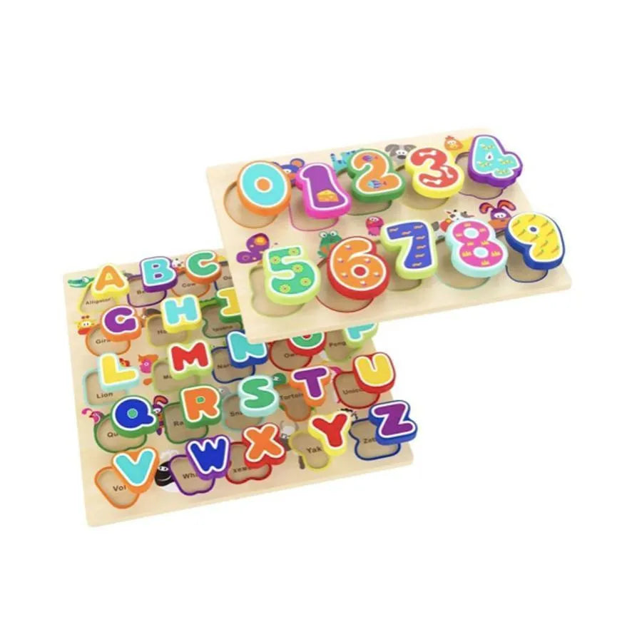 Stůl s vícebarevnými zvířaty a čísly, 11 kusů, dřevo