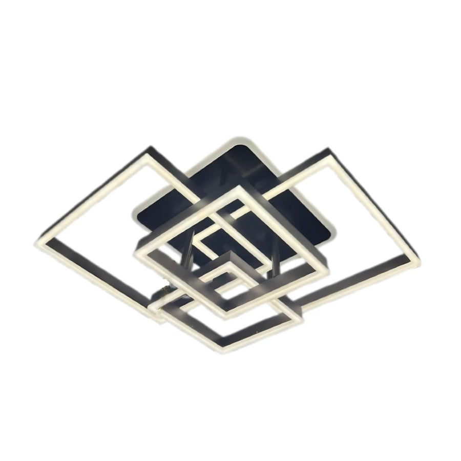 LED lustr s dálkovým ovládáním EMMA 190W, 4 čtverce, studené/teplé/neutrální světlo, stmívatelné, černá