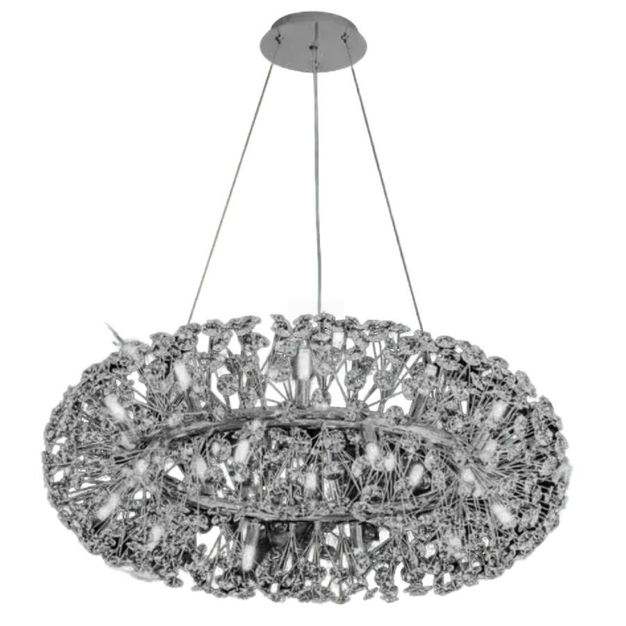 Křišťálový lustr SEGOVIA Magno 10x E14, Průměr 60cm, Lesklý stříbrný, Nastavitelná výška