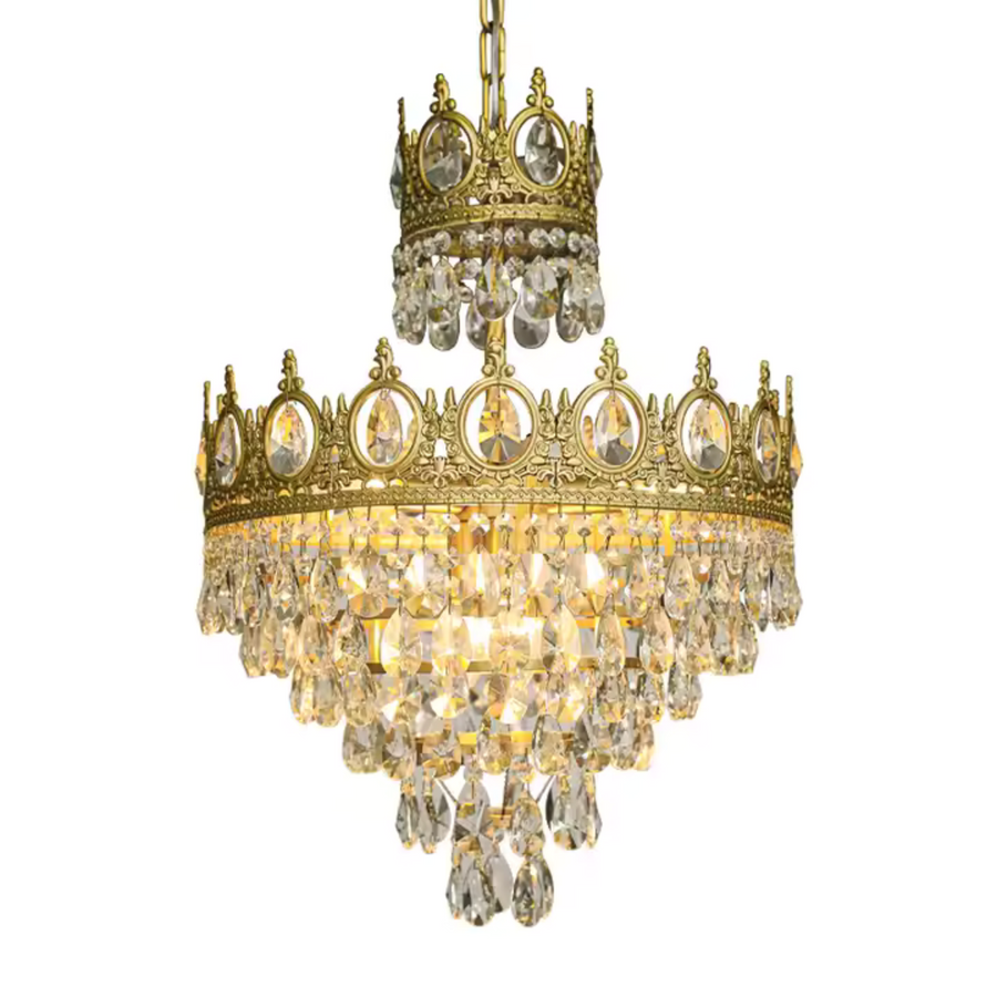 Křišťálový lustr REGALITE Petito, 3XE14, Průměr 25cm, Lesklý zlatý, Nastavitelná výška