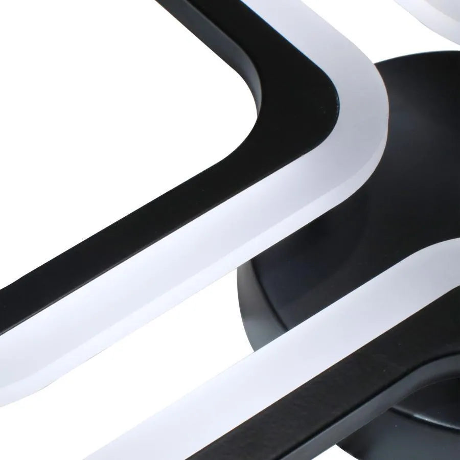 LED lustr PULSARIS 32W, 3 čtverce, studené/teplé/neutrální světlo, černá