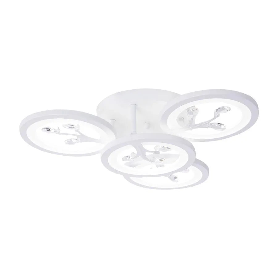 LED lustr s dálkovým ovládáním a krystalem DAISY 49W, 4 Elements, Studené/Teplé/Neutrální světlo, Stmívatelné, Bílá