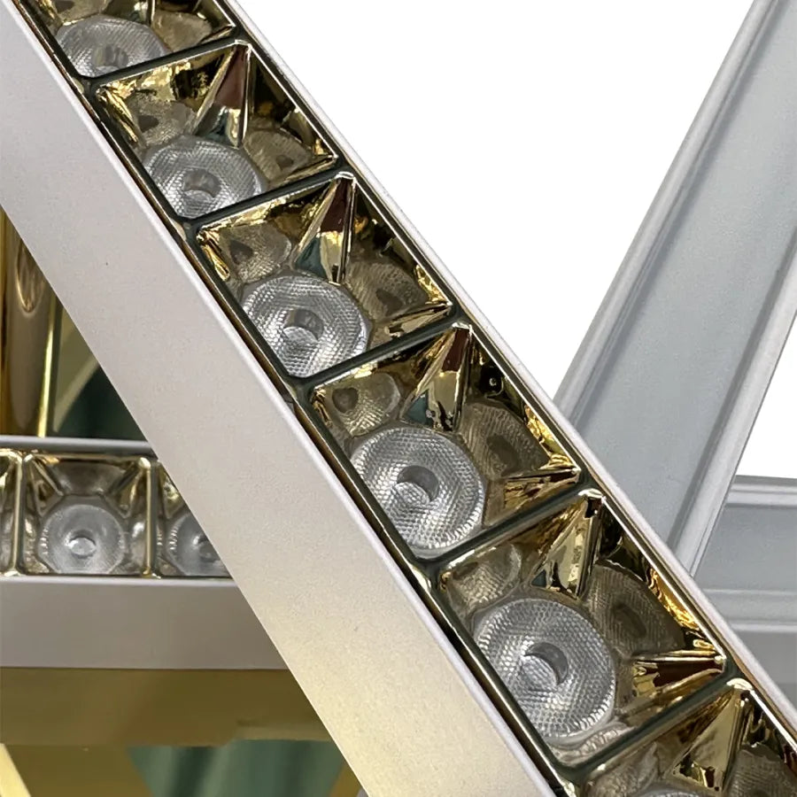 LED lustr s dálkovým ovládáním MAKOTO 144W, 6 prvků, lineární, studené/teplé/neutrální světlo, stmívatelné, zlatá bílá