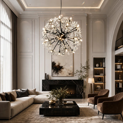 PETERHOF Křišťálový lustr Elegance, Ø50cm, 18x G4, Průměr 49cm, Černá