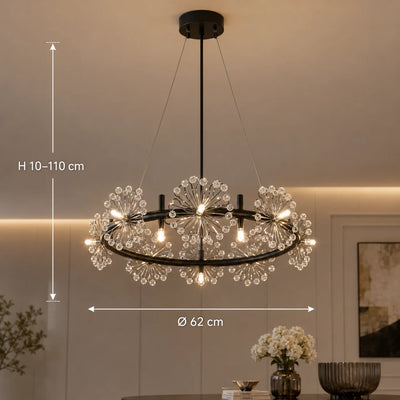 Křišťálový lustr PETERHOF Magno, průměr 62 cm, 20X G4, černý, nastavitelná výška