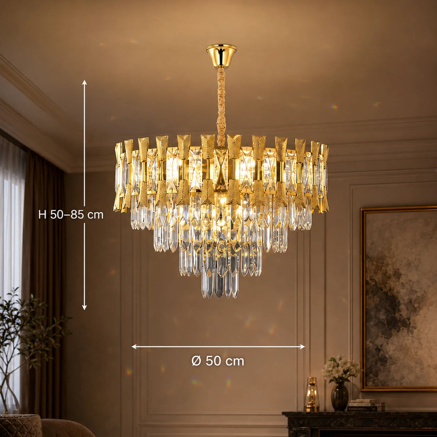 Křišťálový lustr HAMPTON Elegance 8x E14, Průměr 49cm, Lesklý zlatý, Nastavitelná výška - 01_CC8926-500GDT.png