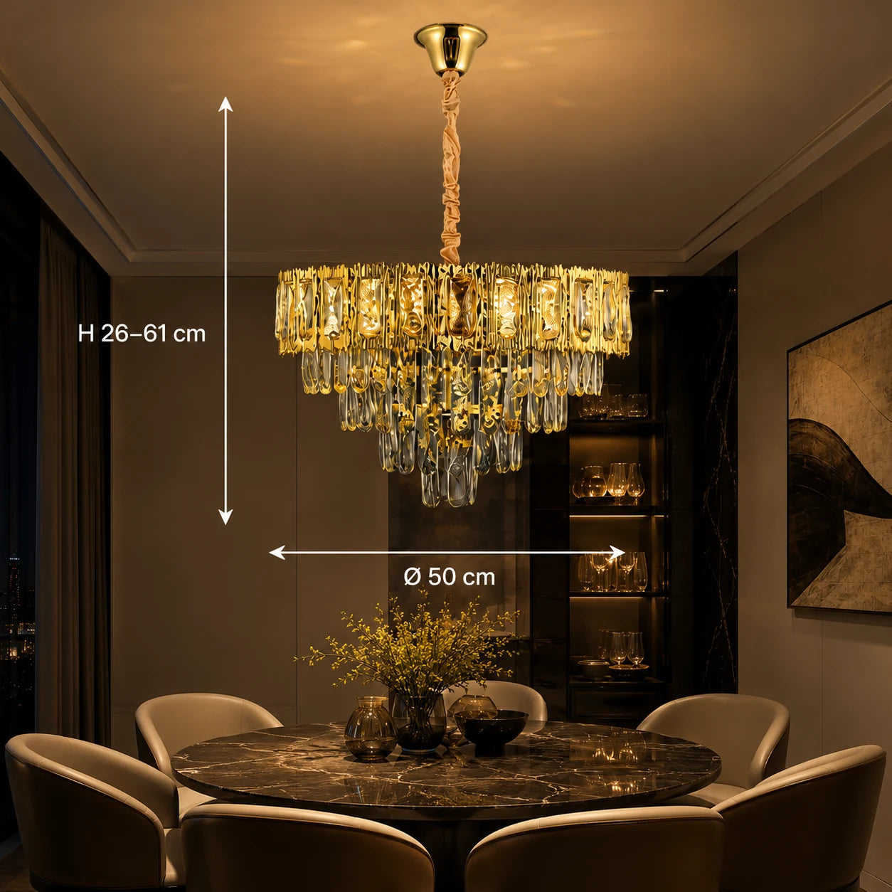 Křišťálový lustr BELVEDERE Elegance 8xE14, Průměr 50cm, Lesklá zlatá, Nastavitelná výška - 01_CC912-500GD.png