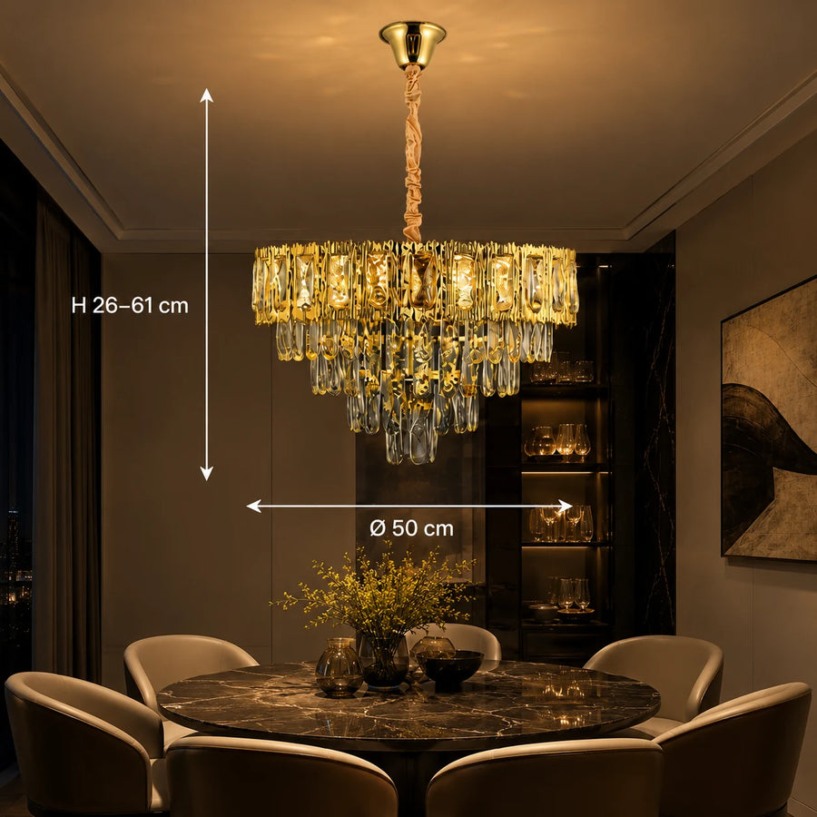 Křišťálový lustr BELVEDERE Elegance 8xE14, Průměr 50cm, Lesklá zlatá, Nastavitelná výška - 01_CC912-500GD.png