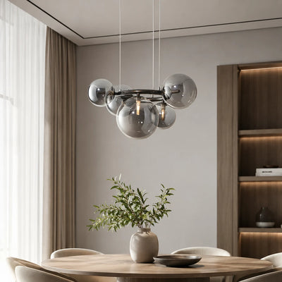 Lustr s kulatým stínidlem, VENERE Zodiaco, 1 kruh 5xG9, kov, černý, nastavitelná výška