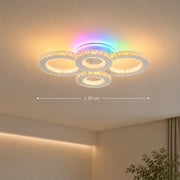 LED lustr s dálkovým ovládáním a krystalem NOVA ROTONDA RGB 82W, 4 kruhy, Studené/Teplé/Neutrální světlo, Stmívatelné, Bílá - 01_LT073-4WH.png