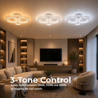 LED lustr s dálkovým ovládáním a krystalem NOVA ROTONDA RGB 82W, 4 kruhy, Studené/Teplé/Neutrální světlo, Stmívatelné, Bílá - 02_LT073-4WH.png