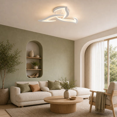 LED lustr s dálkovým ovládáním LOTUS 32W, 3 okvětní lístky, Studené/Teplé/Neutrální světlo, Stmívatelné, Bílá