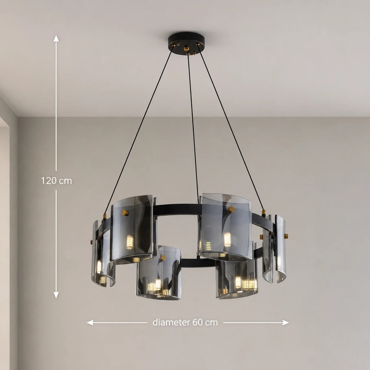 Candelabru Modern, Valmontreux Largo, 6xG9, Diametru 60cm, Negru, Inaltime Reglabila - 05_CM360-600BK.png