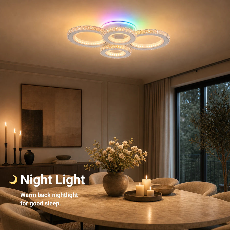 LED lustr s dálkovým ovládáním a krystalem NOVA ROTONDA RGB 82W, 4 kruhy, Studené/Teplé/Neutrální světlo, Stmívatelné, Bílá - 05_LT073-4WH.png