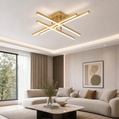 LED lustr s dálkovým ovládáním LINEX, 53W, světlo 3000K/4000K/6000K, stmívatelný, zlatý