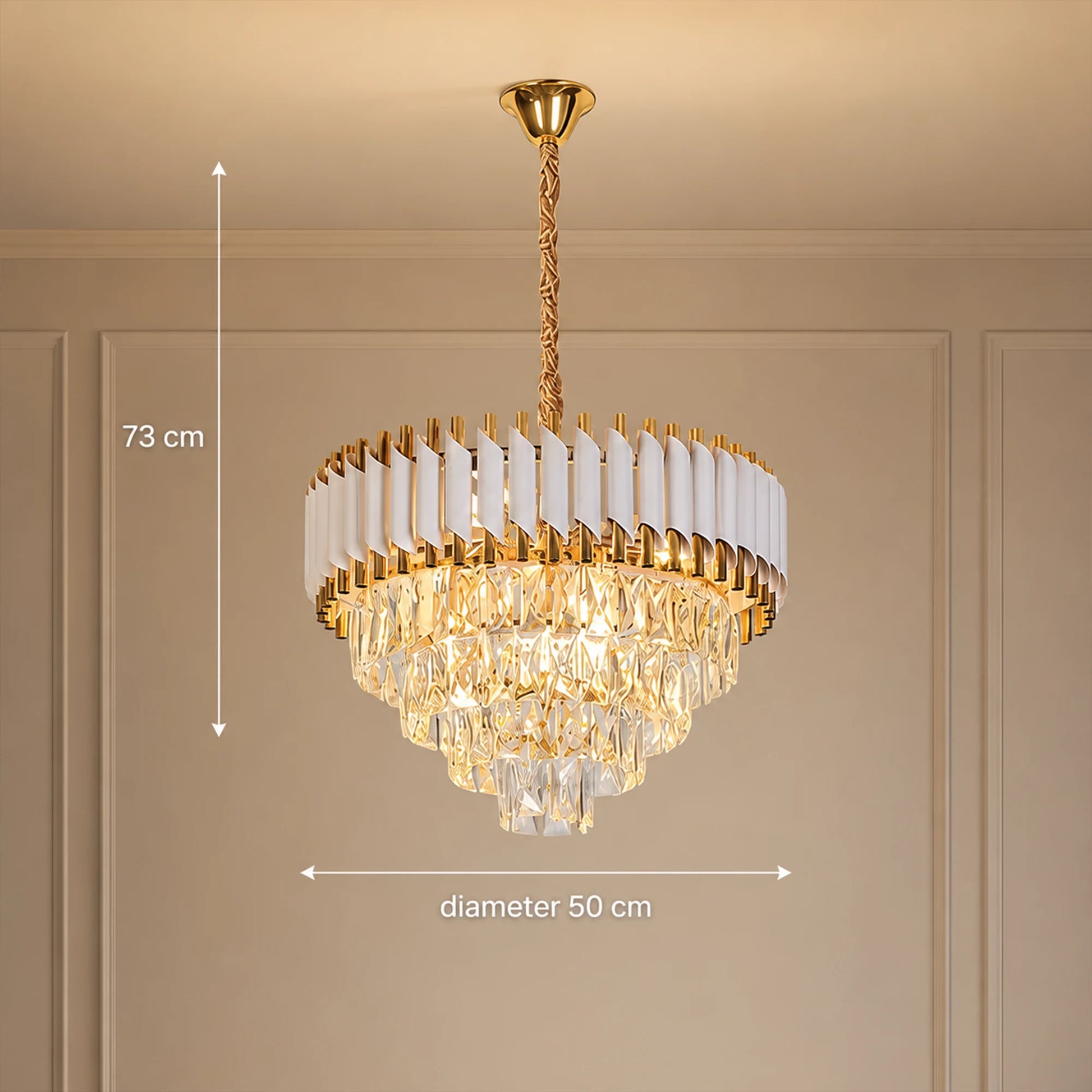 Křišťálový lustr VERSAILLES Elegance 8x E14, Průměr 50cm, Lesklý zlato-bílý, Nastavitelná výška - 06_CC900-500WH.png