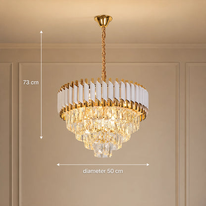 Křišťálový lustr VERSAILLES Elegance 8x E14, Průměr 50cm, Lesklý zlato-bílý, Nastavitelná výška - 06_CC900-500WH.png