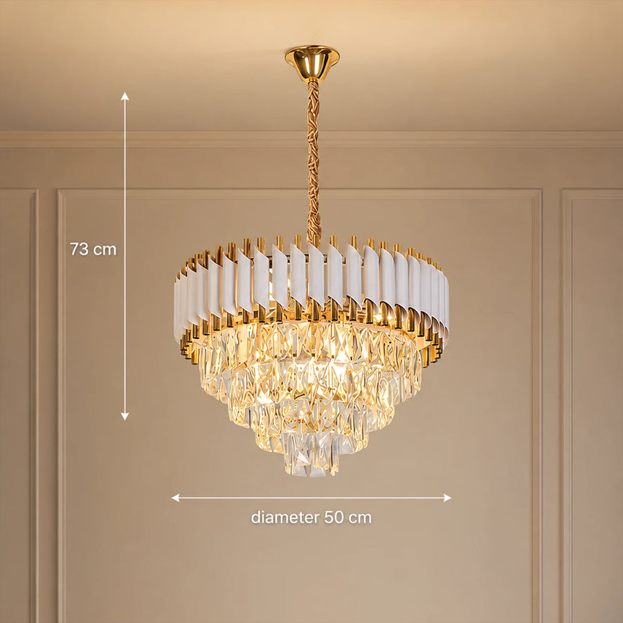 Křišťálový lustr VERSAILLES Elegance 8x E14, Průměr 50cm, Lesklý zlato-bílý, Nastavitelná výška - 06_CC900-500WH.png