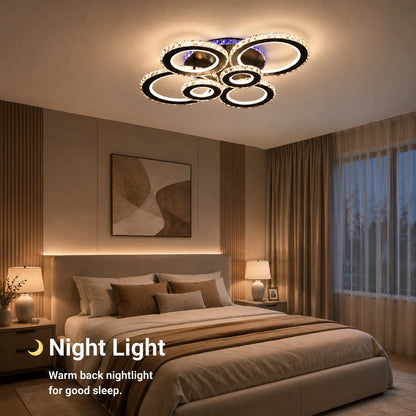 LED lustr s dálkovým ovládáním a krystalem NOVA ROTONDA RGB 145W, 6 kruhů, Studené/Teplé/Neutrální světlo, Stmívatelné, Černá - 07_LT073-6BK.png