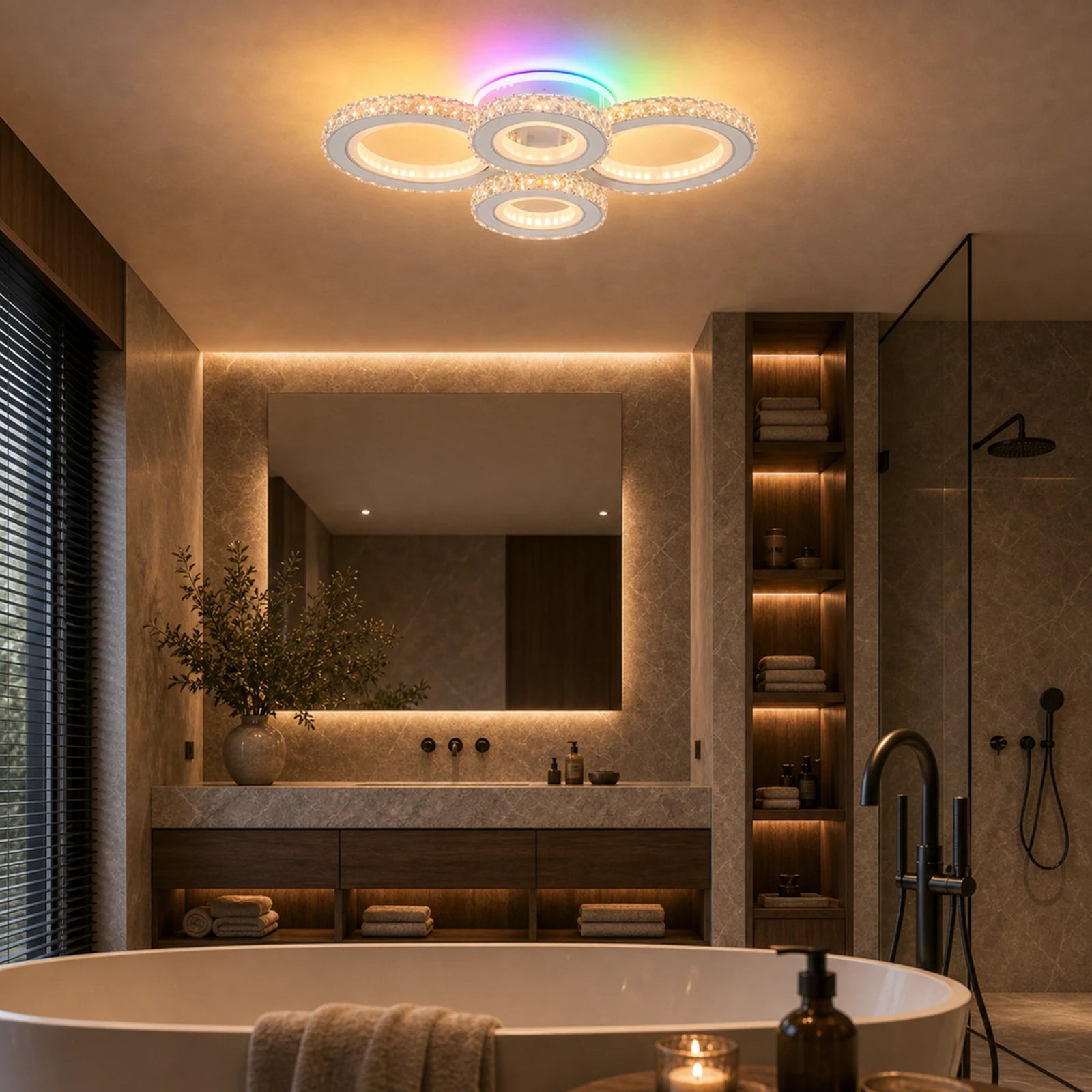 LED lustr s dálkovým ovládáním a krystalem NOVA ROTONDA RGB 82W, 4 kruhy, studené/teplé/neutrální světlo, stmívatelné, bílá - 08_LT073-4WH.png