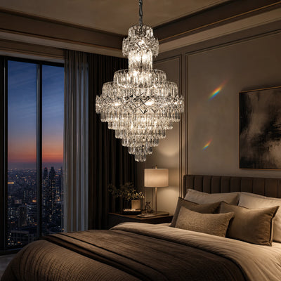 WINDSOR Grande Supremo Crystal Lustr 14xE14, Průměr 60X90cm, Lesklý chrom, Nastavitelná výška