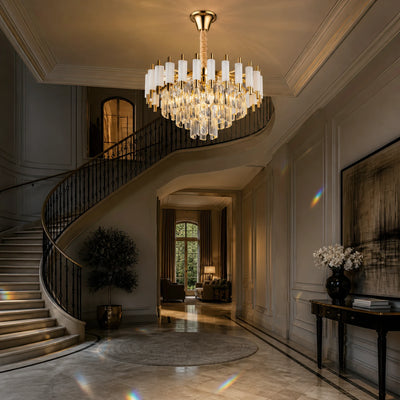 Křišťálový lustr VERSAILLES Nobile 5xE14, průměr 40cm, lesklé zlato a bílá