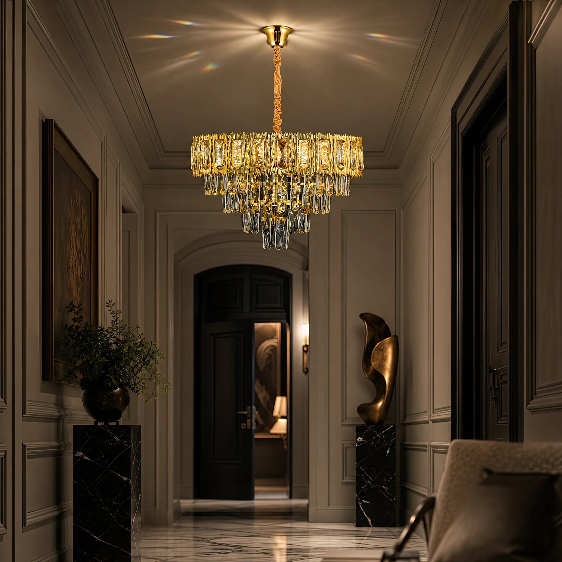 Křišťálový lustr BELVEDERE Elegance 8xE14, Průměr 50cm, Lesklá zlatá, Nastavitelná výška - 10_CC912-500GD.png