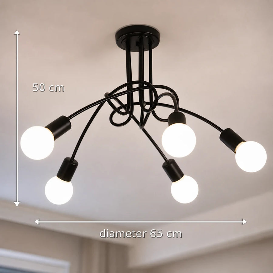 Modernistický lustr Penta 5, 5x E27, černý, moderní design - 10_LC366-5BK.png