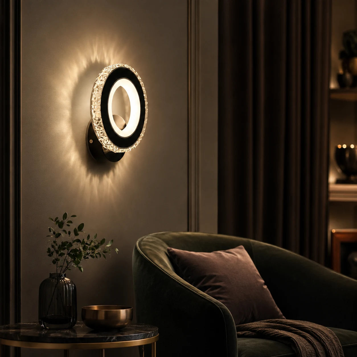 NOVA Rotonda LED nástěnné svítidlo, 16W, černá a nerezová ocel, teplé/studené/neutrální světlo - 11_AL073-1BK.png