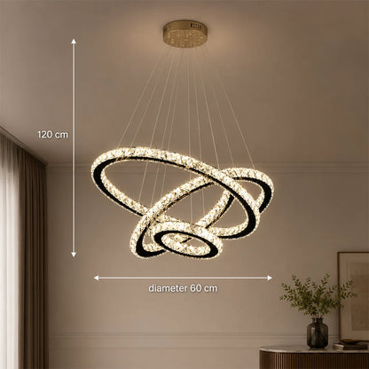 Závěsný LED lustr s dálkovým ovládáním a krystalem PRISM LUMINIS 79W, 3 kruhy, Studené/Teplé/Neutrální světlo, Stmívatelné, Chrom, Nastavitelná výška - 11_LT029.png
