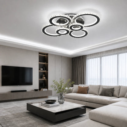 LED lustr s dálkovým ovládáním a krystalem NOVA ROTONDA RGB 145W, 6 kruhů, Studené/Teplé/Neutrální světlo, Stmívatelné, Černá - 11_LT073-6BK.png
