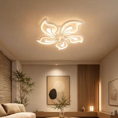 LED lustr s dálkovým ovládáním GLORIOSA 95W, 5 okvětních lístků, Studené/Teplé/Neutrální světlo, Stmívatelné, Bílá