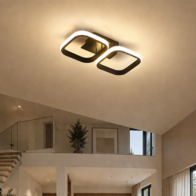 LED lustr VERTEX 21W, 2 čtvercové, lineární, studené/teplé/neutrální světlo, černý