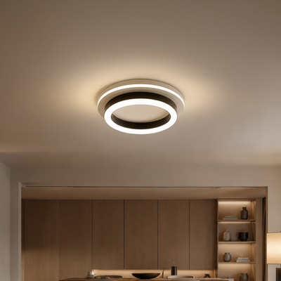MODERNÍ LED lustr 25W, Průměr 20cm, Kulatý, Studené/Teplé/Neutrální světlo, Černá