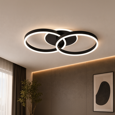 LED lustr s dálkovým ovládáním RIGA LILITH 34W, 2 kruhy, Studené/Teplé/Neutrální světlo, Stmívatelné, Černá