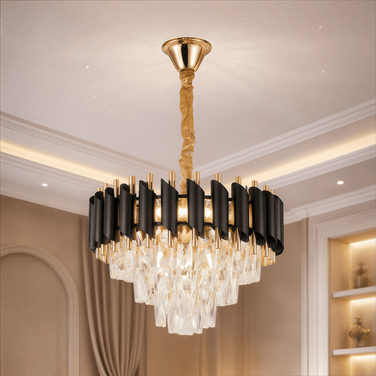 Nobile VERSAILLES křišťálový lustr 5xE14, průměr 40 cm, lesklá zlatá a černá