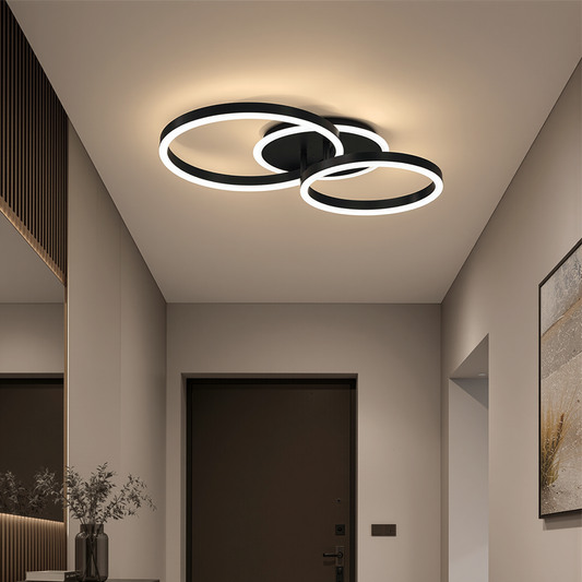 LED lustr s dálkovým ovládáním RINOVA 66W, 2 kruhy, Studené/Teplé/Neutrální světlo, Stmívatelné, Černá