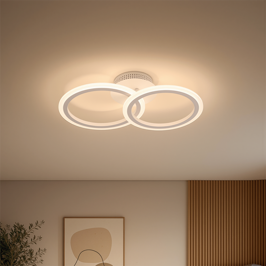 LED lustr s dálkovým ovládáním BETTY 27W, 2 kruhy, Studené/Teplé/Neutrální světlo, Stmívatelné, Bílá