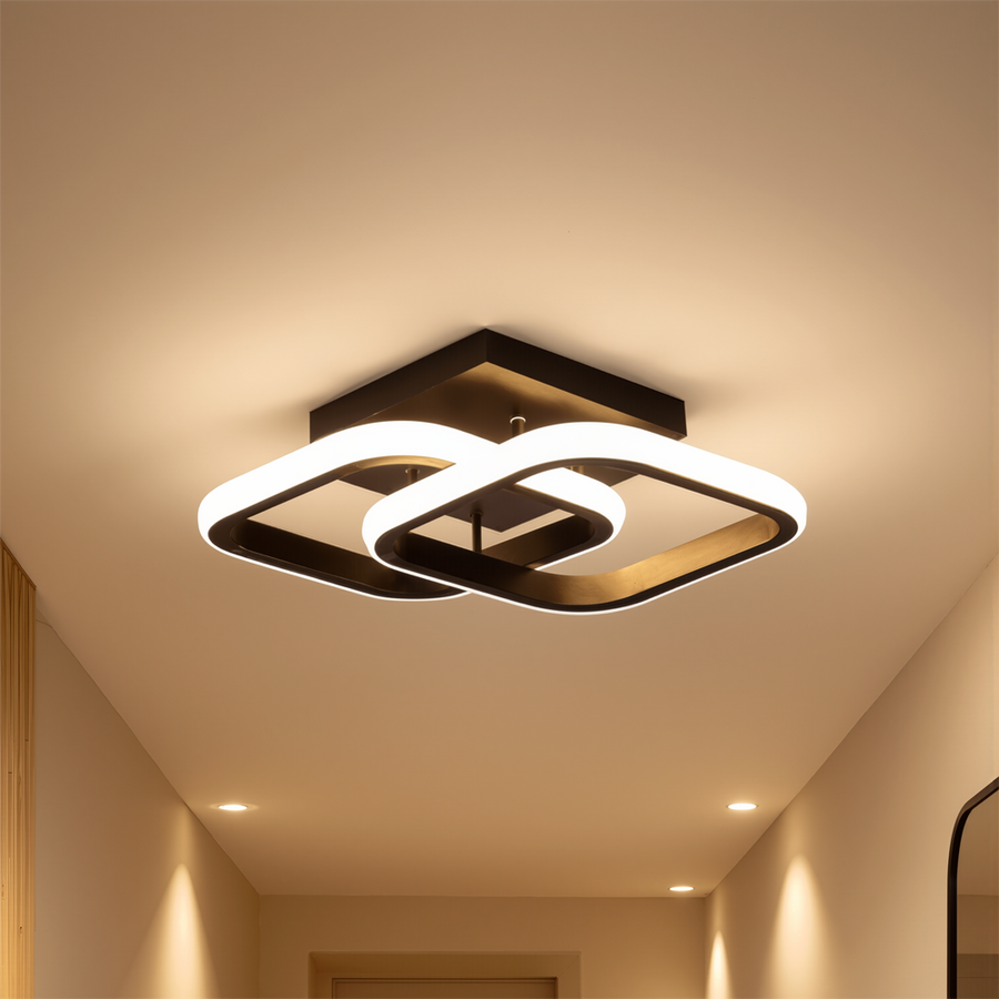 VERTEX Matrix LED lustr překrývající kosočtverce, kovové rámy, 24W, 2 kosočtverce, studené/teplé/neutrální světlo 3000K/4000K/6000K, černá, kov a silikon