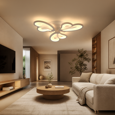 LED lustr s dálkovým ovládáním BLOSSOM 40W, 3 okvětní lístky, Studené/Teplé/Neutrální světlo, Stmívatelné, Bílá